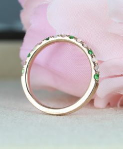 Opal Emerald Diamond Eternity Band, Thin Pave Multicolor Band - Image 4