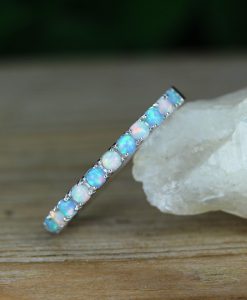 Alternating White and Light Blue Opal Eternity Band - Image 4