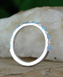 Alternating White and Light Blue Opal Eternity Band - Image 5