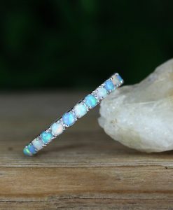 Alternating White and Light Blue Opal Eternity Band - Image 7