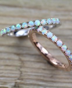 Opal Eternity Band, Rose Gold Opal Ring - Image 2