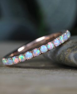Opal Eternity Band, Rose Gold Opal Ring - Image 3