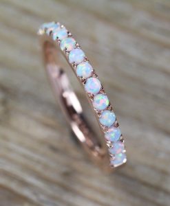 Opal Eternity Band, Rose Gold Opal Ring - Image 4