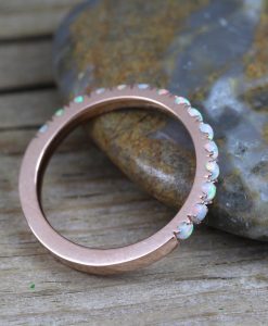 Opal Eternity Band, Rose Gold Opal Ring - Image 5