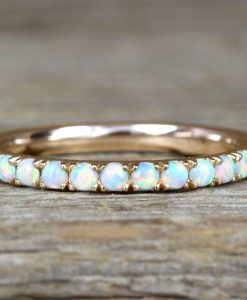 Opal Eternity Band, Rose Gold Opal Ring - Image 9
