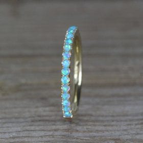 Opal Eternity Bridal Stacking Ring, Pave Birthstone Stacking Band