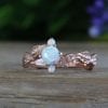 Natural Genuine Opal Engagement Ring, Antique Style Engagement Opal Ring