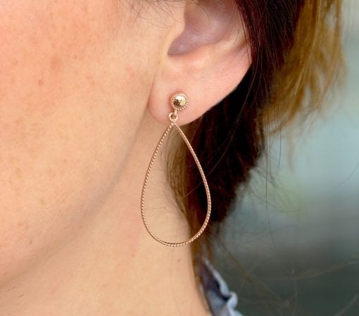 Pear Shape Vintage Wedding Earrings In Rose Gold, Dainty Dangle Drop Pear Earrings Wedding Jewelry Anniversary Gift For Her