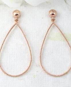 Pear Shape Vintage Wedding Earrings In Rose Gold, Dainty Dangle Drop Pear Earrings Wedding Jewelry Anniversary Gift For Her - Image 3
