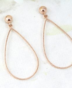 Pear Shape Vintage Wedding Earrings In Rose Gold, Dainty Dangle Drop Pear Earrings Wedding Jewelry Anniversary Gift For Her - Image 4