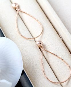 Pear Shape Vintage Wedding Earrings In Rose Gold, Dainty Dangle Drop Pear Earrings Wedding Jewelry Anniversary Gift For Her - Image 5