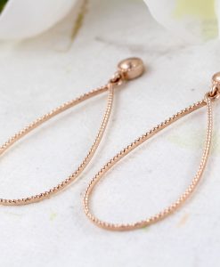 Pear Shape Vintage Wedding Earrings In Rose Gold, Dainty Dangle Drop Pear Earrings Wedding Jewelry Anniversary Gift For Her - Image 6