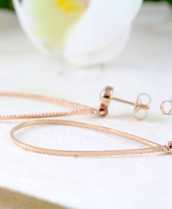 Pear Shape Vintage Wedding Earrings In Rose Gold, Dainty Dangle Drop Pear Earrings Wedding Jewelry Anniversary Gift For Her - Image 7