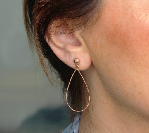 Pear Shape Vintage Wedding Earrings In Rose Gold, Dainty Dangle Drop Pear Earrings Wedding Jewelry Anniversary Gift For Her