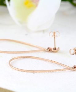 Pear Shape Vintage Wedding Earrings In Rose Gold, Dainty Dangle Drop Pear Earrings Wedding Jewelry Anniversary Gift For Her - Image 9