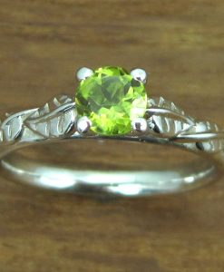 Peridot Leaf Engagement Ring, Peridot Leaves Nature Ring Fantasy Wood Forest Engagement Ring - Image 2