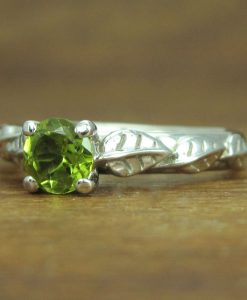 Peridot Leaf Engagement Ring, Peridot Leaves Nature Ring Fantasy Wood Forest Engagement Ring - Image 3