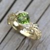 Peridot Ring, Leaf Engagement Ring