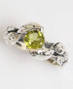 Peridot Ring, Leaf Peridot Ring - Image 3