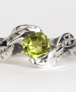 Peridot Ring, Leaf Peridot Ring - Image 4