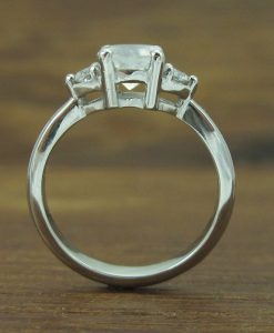 Platinum Moonstone Engagement Ring, Round Moonstone Platinum Ring - Image 4