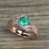 Vintage Inspired Oval Ring With Emerald, Rose Gold Promise Antique Emerald Ring
