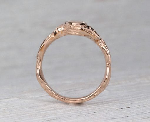 Rose gold Leaves Moonstone Ring, Rainbow Moonstone Engagement Ring