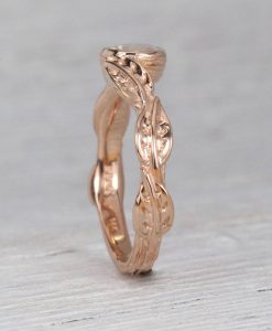 Rose gold Leaves Moonstone Ring, Rainbow Moonstone Engagement Ring - Image 9