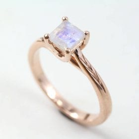 Rose Gold Moonstone Ring, Moonstone Nature Ring