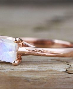 Rose Gold Moonstone Ring, Moonstone Nature Ring - Image 4