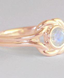 14k Moonstone Ring, Rainbow Moonstone Engagement Ring - Image 3
