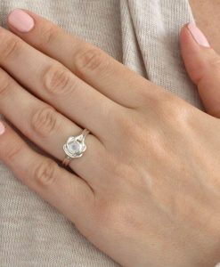 14k Moonstone Ring, Rainbow Moonstone Engagement Ring - Image 6