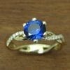 Princess cut sapphire infinity engagement ring, Square sapphire engagement ring