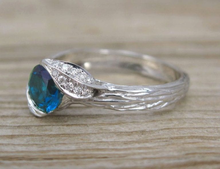Sapphire Leaf Engagement Ring, Leaves Sapphire Ring | Benati