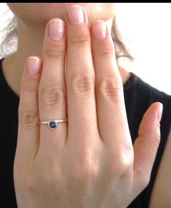 Sapphire Minimalist Ring, Sapphire Stacking Ring - Image 2