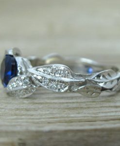 Sapphire Ring, Leaves Engagement Ring - Image 2