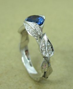 Sapphire Ring, Leaves Engagement Ring - Image 3