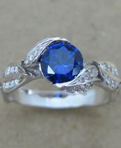 Sapphire Ring, Leaves Engagement Ring - Image 4