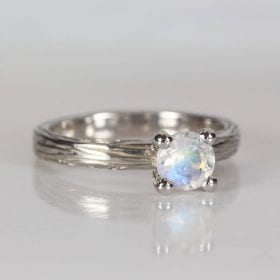 Solitaire Moonstone sterling silver Promise ring, Rainbow Moon stone Unique Dainty Ring