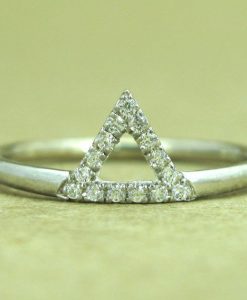 Triangle Diamond Engagement Ring, White Gold Triangle Diamond Ring - Image 2