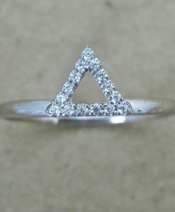 Triangle Diamond Engagement Ring, White Gold Triangle Diamond Ring - Image 4