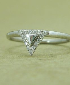 Triangle Stacking Diamond Ring, White Gold Diamond Engagement Ring - Image 3