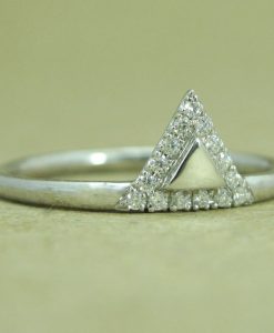 Triangle Stacking Diamond Ring, White Gold Diamond Engagement Ring - Image 4
