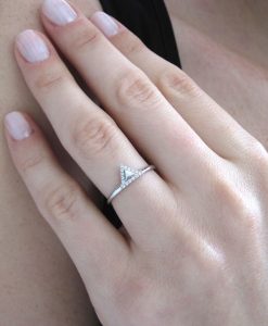 Triangle Stacking Diamond Ring, White Gold Diamond Engagement Ring - Image 5