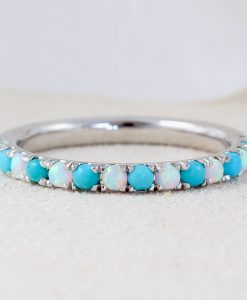 Turquoise Opal Eternity Band, December birthstone ring - Image 2