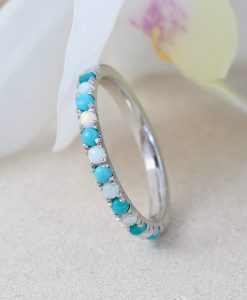 Turquoise Opal Eternity Band, December birthstone ring - Image 3