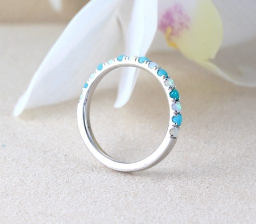 Turquoise Opal Eternity Band, December birthstone ring
