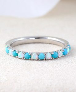 Turquoise Opal Eternity Band, December birthstone ring - Image 5