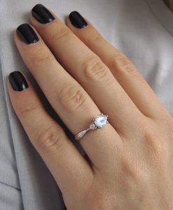 Vintage Rainbow Moonstone Engagement Ring, Antique Moonstone Anniversary Ring - Image 2