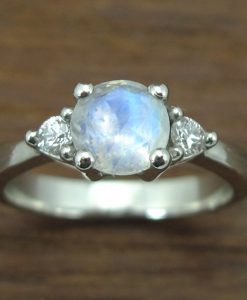 Vintage Rainbow Moonstone Engagement Ring, Antique Moonstone Anniversary Ring - Image 3